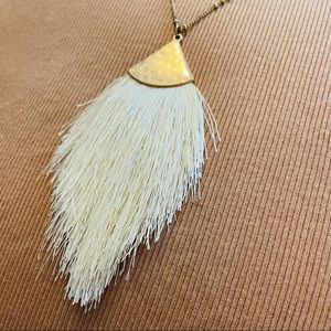 Altar’d State Fringe Long Pendant Necklace, Cream and Gold, Boho